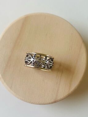 Intricate Cutout Two-Tone Sterling Ring